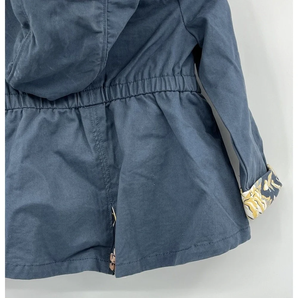 Max Studio Kids Hooded Jacket Blue Pockets Floral Snaps Size 18 Months Cotton